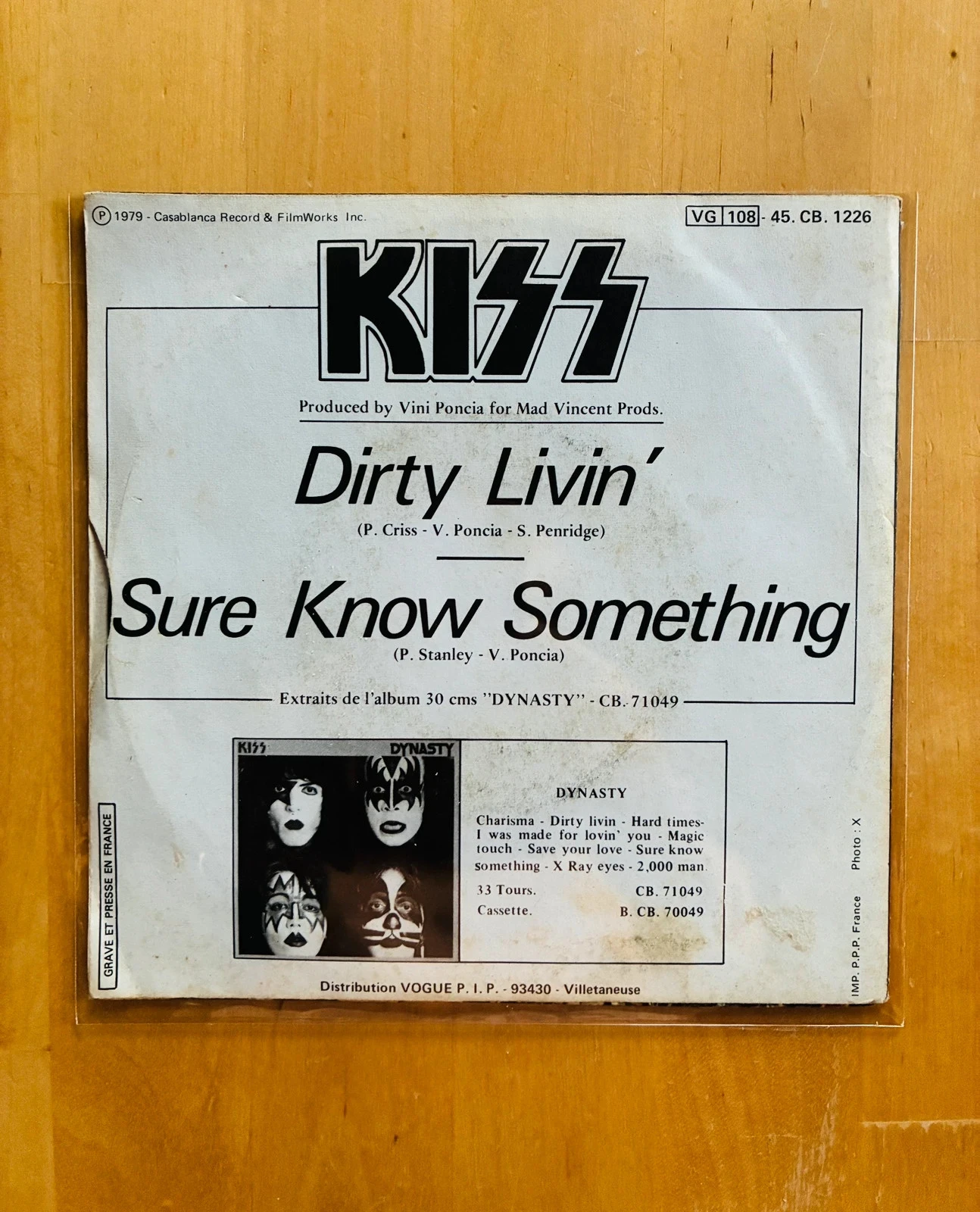 45T vinyl record Kiss Dirty Livin’ – photo 2